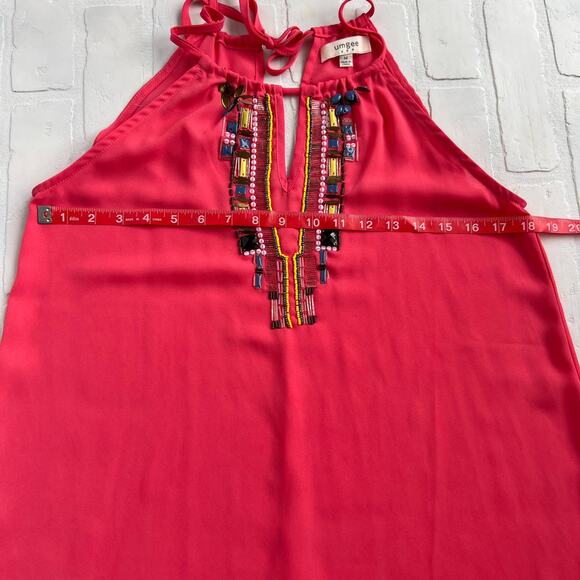 UMGEE Beaded Pink Adjustable Tie Back Slip Dress -sz M - Picture 5 of 6